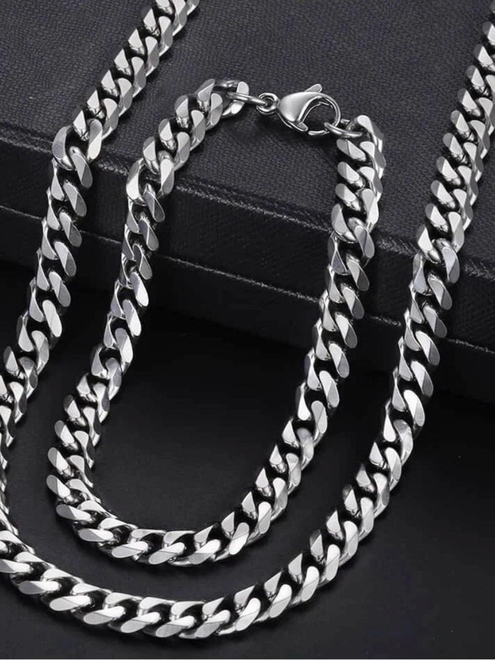 Hand Crafted Silver Polished Cuban Link Chain